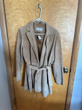 Vintage Jones New York Suede Belted Trench Coat